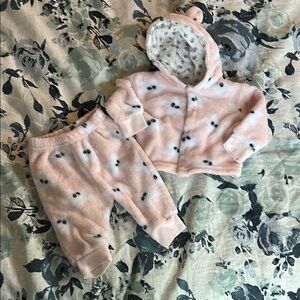 Sweet & Soft Adorable Pink Baby Outfit with Bear Ears - Sz-6M